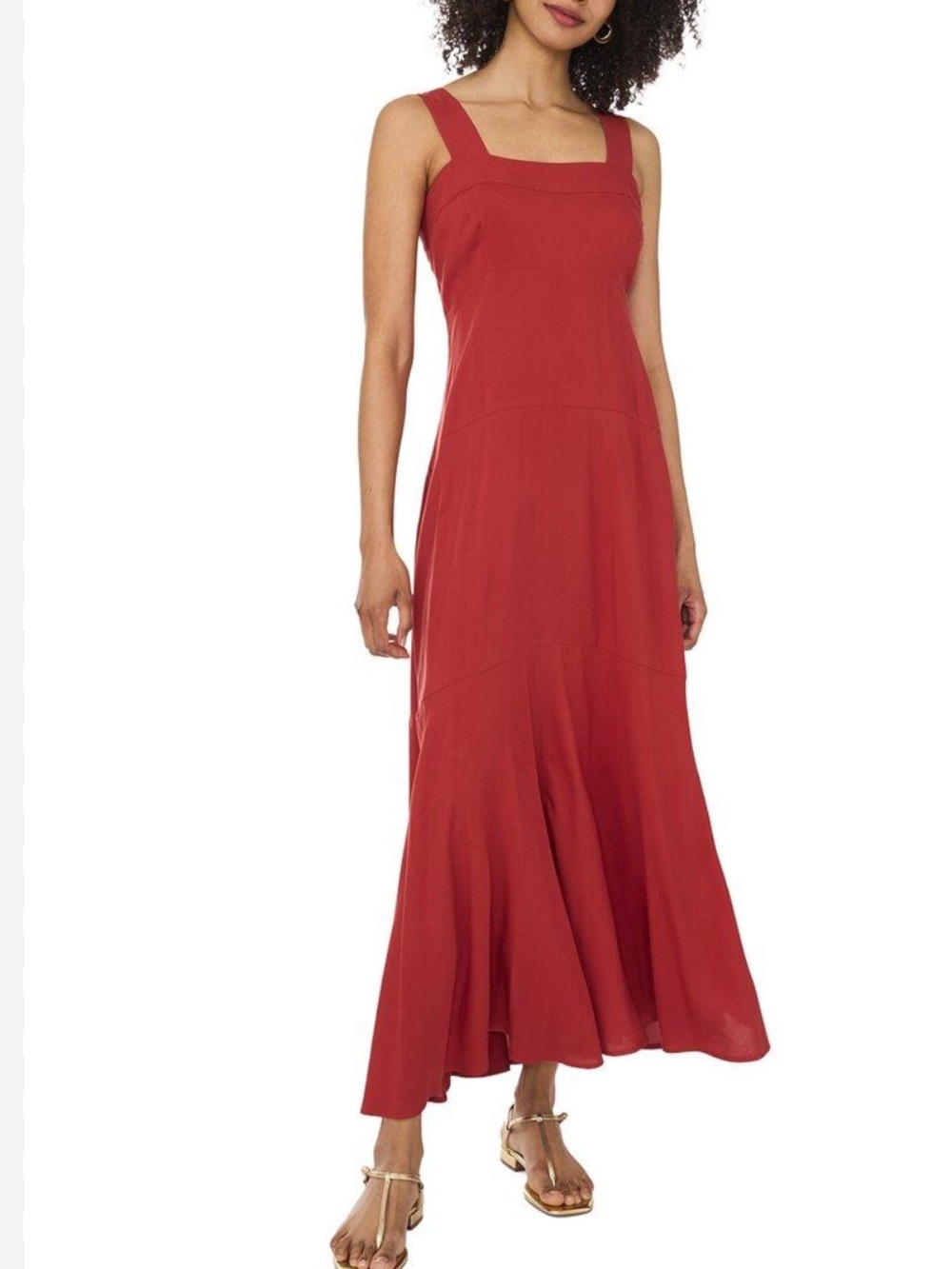 Vince Camuto Asymmetrical 4 Tier Maxi Dress, Chili, size Medium, NWT